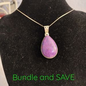 Beautiful Vintage Large Sterling Silver and Purple Stone Pendant